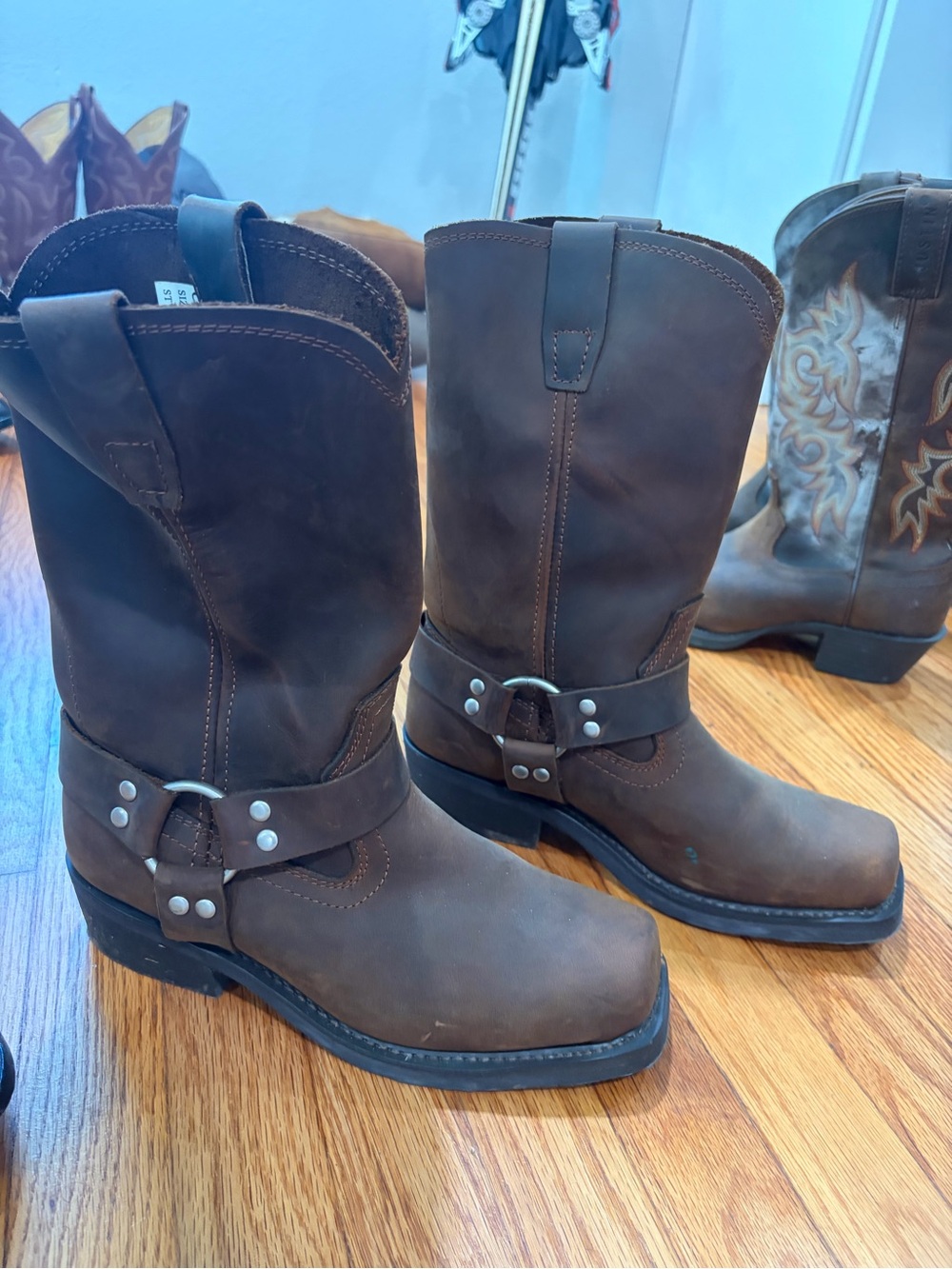 Cody James Brown Leather Harness Work Boots